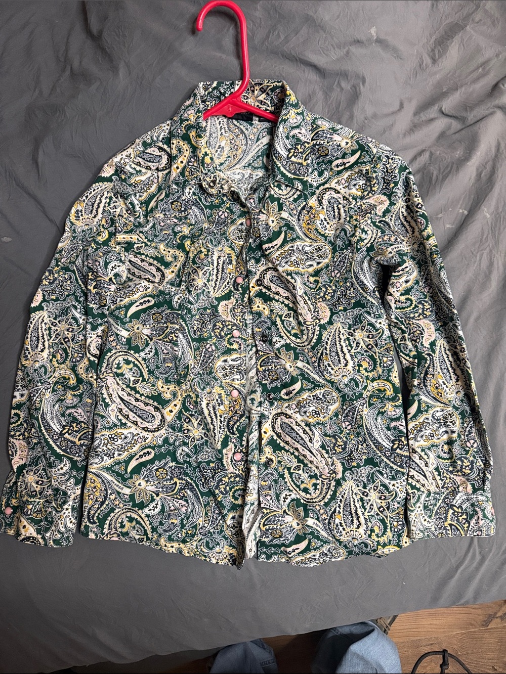 Paisley Print Green Button-Up Girls western shirt- Cruel Girl